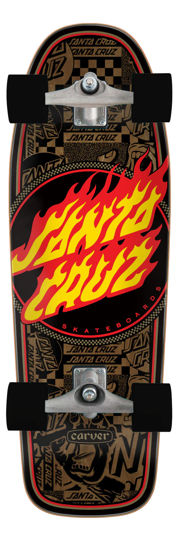Santa Cruz 9.8in Flame Dot Route Santa Cruz Carver Surf Skateboard - ASSORTED