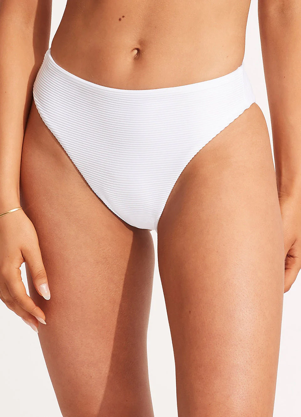 Seafolly Essentials High Rise Swim Pant - WHITE