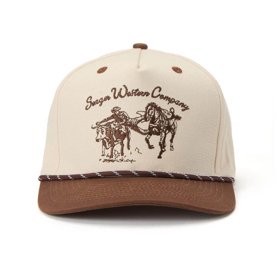Seager Los Rios Canvas Snapback - Cream/Brown - Image 2