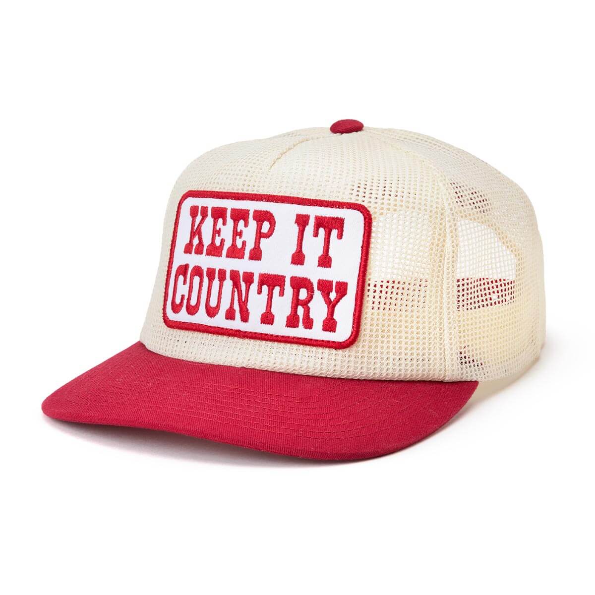 Seager Men's Keep It Country All-Mesh Trucker Snapback Cream/Red - Cream/Red