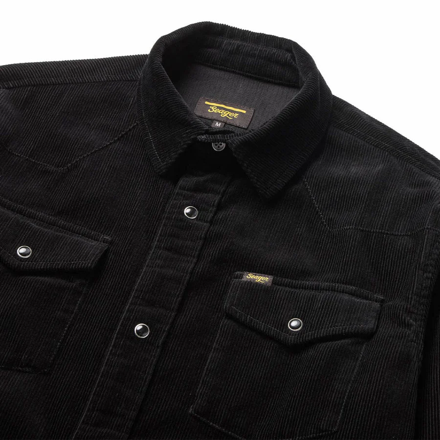 Seager Reagan Pearl Snap Corduroy - Black - Image 3