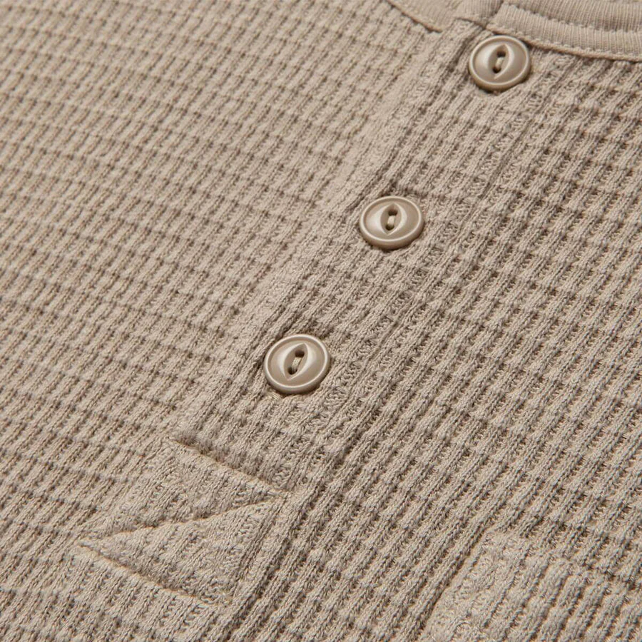 Seager Sawpit Henley Long Sleeve Thermal - Stone - Image 4