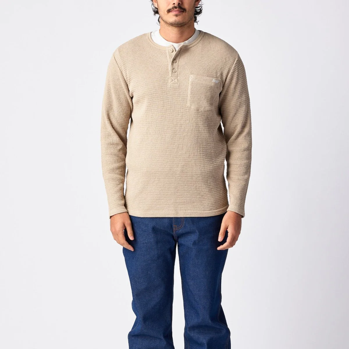 Seager Sawpit Henley LS Thermal - STONE - Image 3