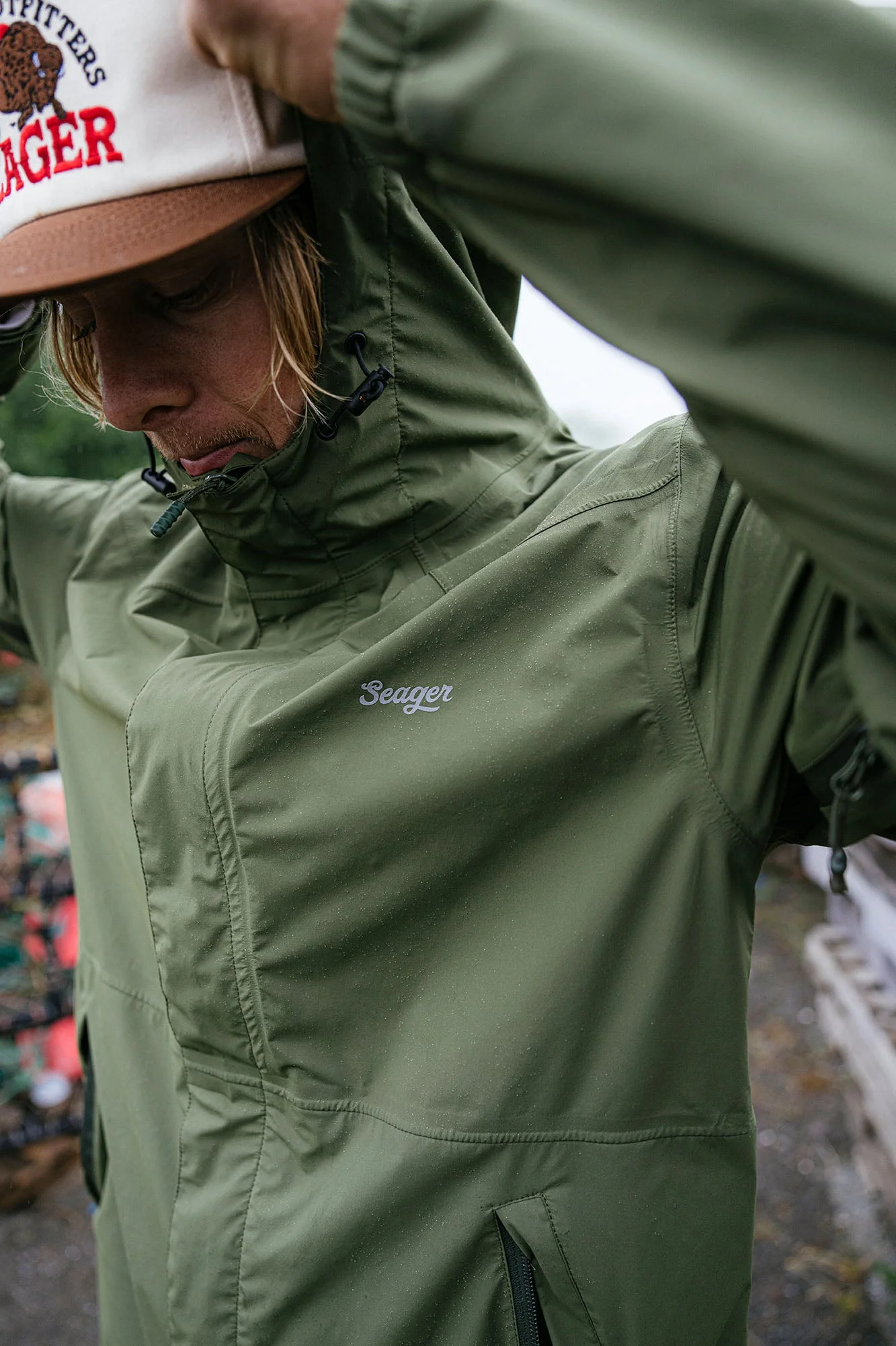 Seager Thundercloud Rain Jacket - OLIVE - Image 4