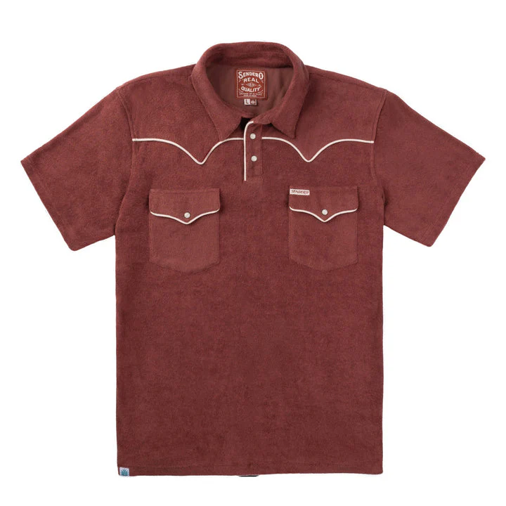Sendero Cantina Terry Polo - MAHOGANY