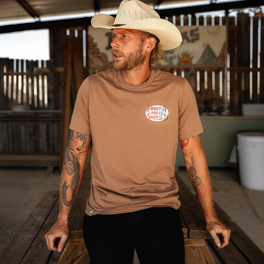 Sendero Cowboy Pro Shop T-Shirt - Light Brown - Image 2