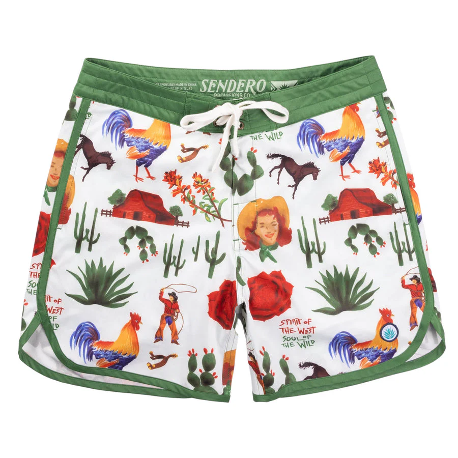 Sendero Point Bar Boardshorts - Cowboy Surreal