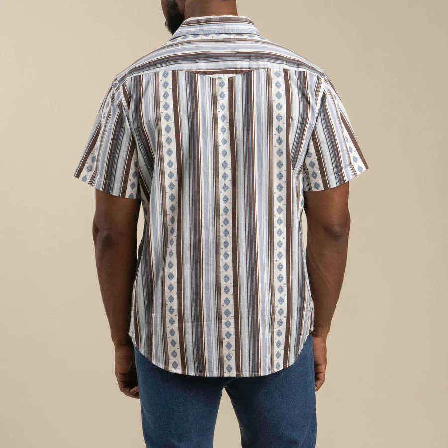 Sendero Serape Pearl Snap Short Sleeve - Sky/Brown - Image 4