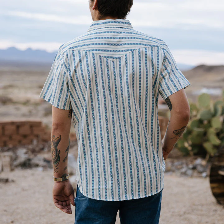 Sendero Serape Pearl Snap Short Sleeve - TEAL - Image 3