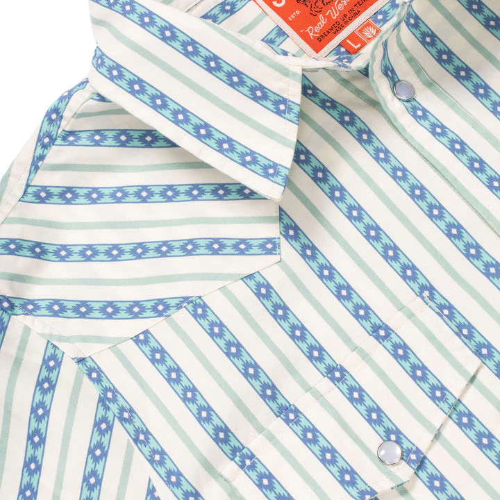 Sendero Serape Pearl Snap Short Sleeve - TEAL - Image 4
