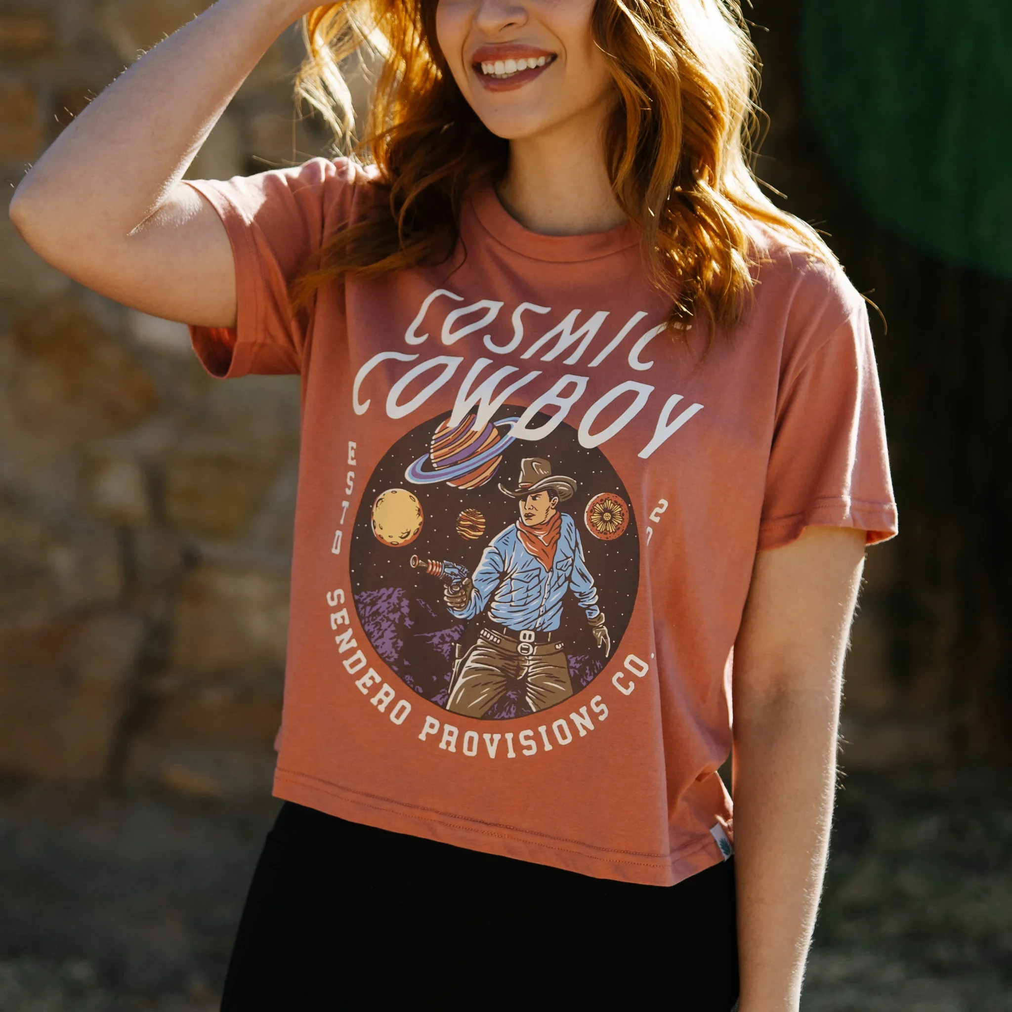 Sendero COSMIC COWBOY WOMEN'S CROP TEE - DUSTY MAUVE