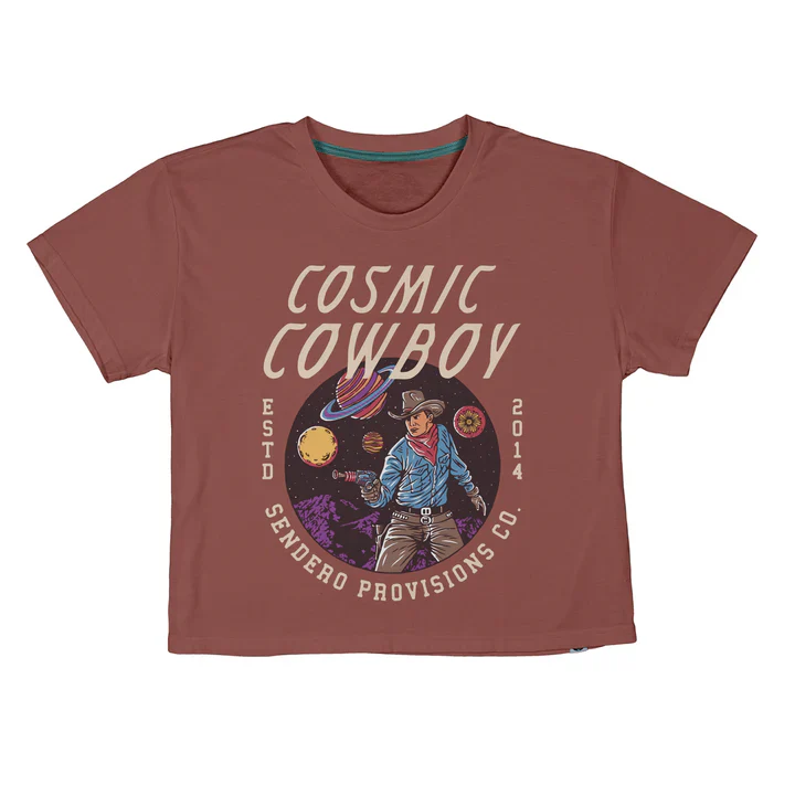 Sendero COSMIC COWBOY WOMEN'S CROP TEE - DUSTY MAUVE - Image 2