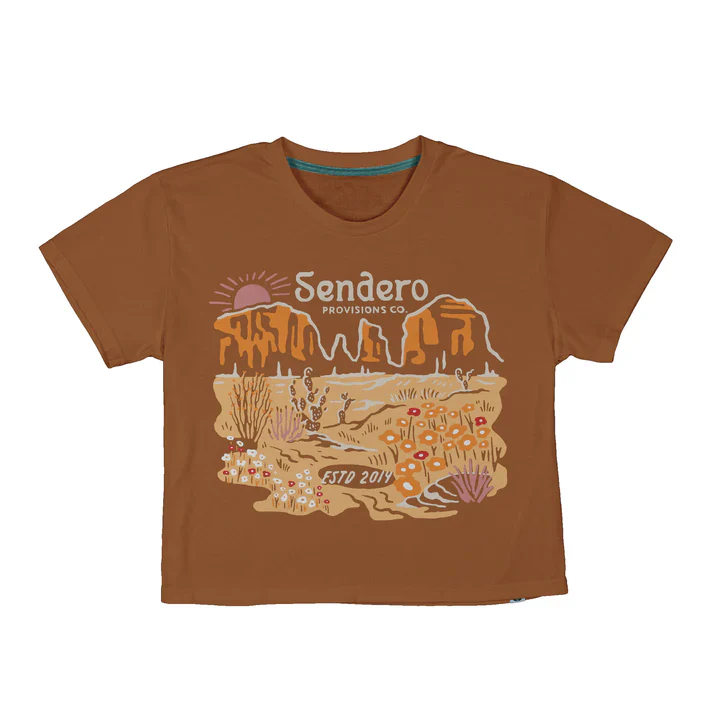 Sendero DESERT BLOOM WOMEN'S CROP TEE - MEERKAT - Image 3