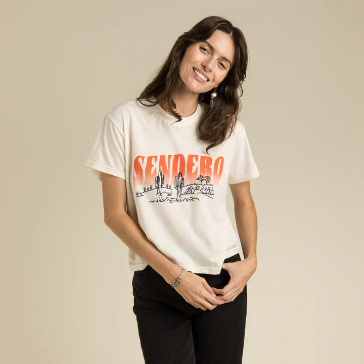 Sendero DESERT DREAMS WOMEN'S CROP TEE - VINTAGE WHITE - Image 2