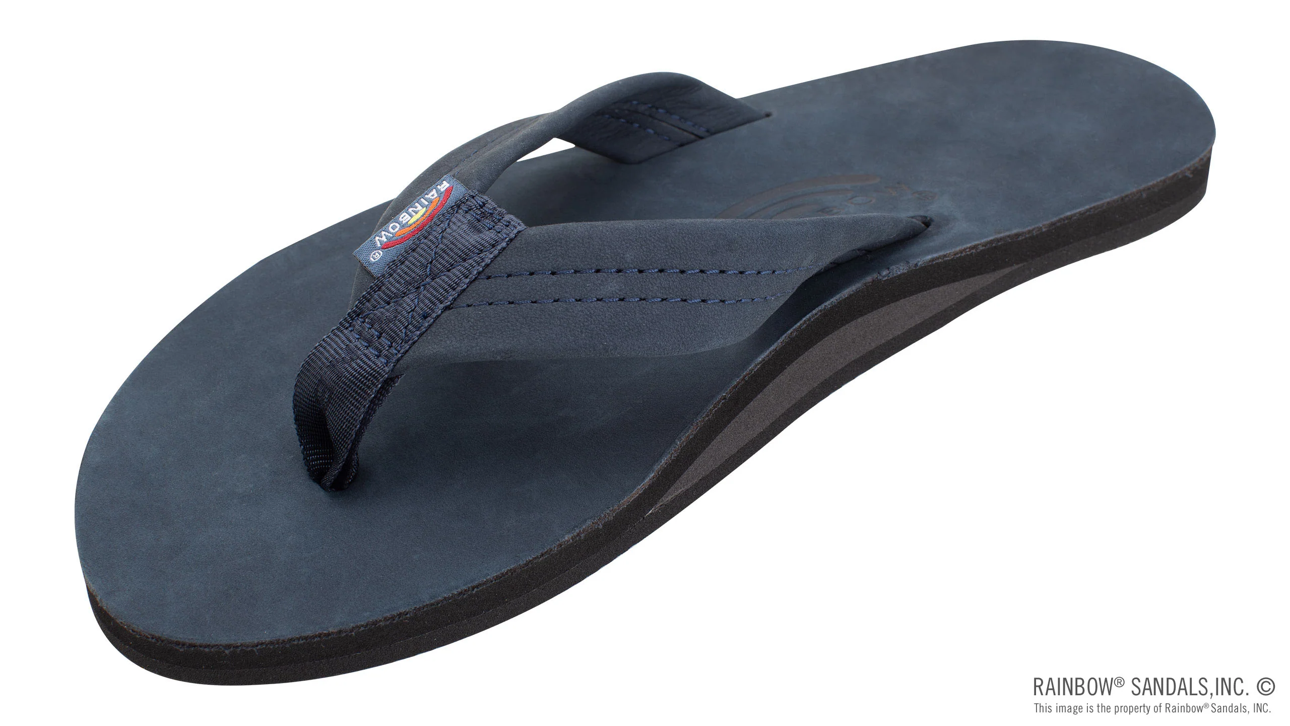 Rainbow Sandals Men's Single Layer Premier Leather with Arch Support 1" Strap - Navy - Image 2