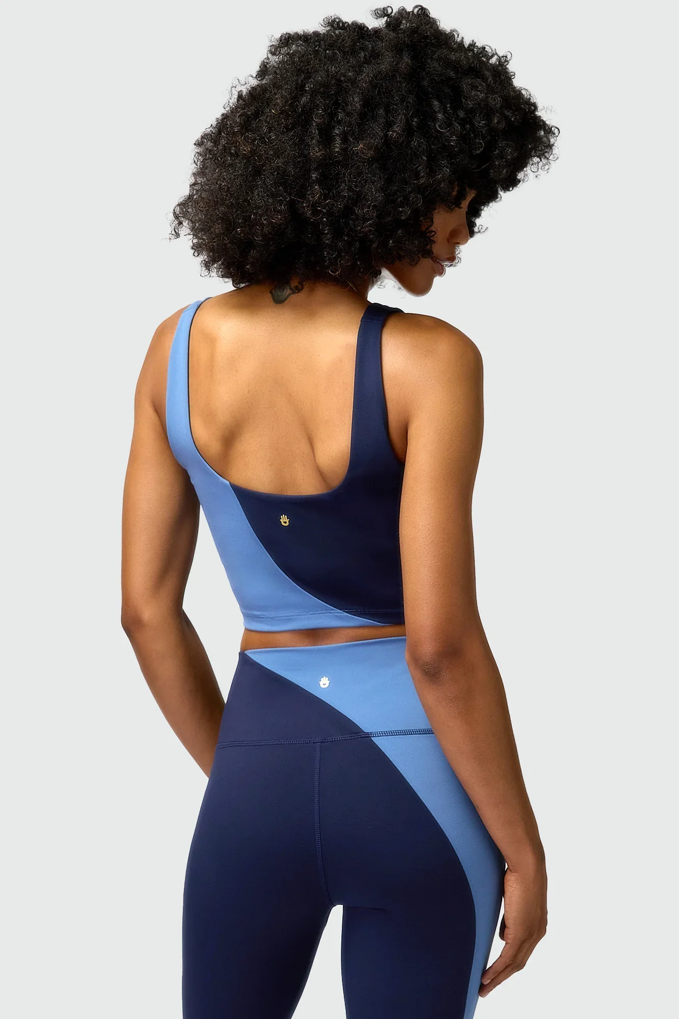 Spiritual Gangster Indie Color Block Crop Tank - Midnight Navy - Image 2