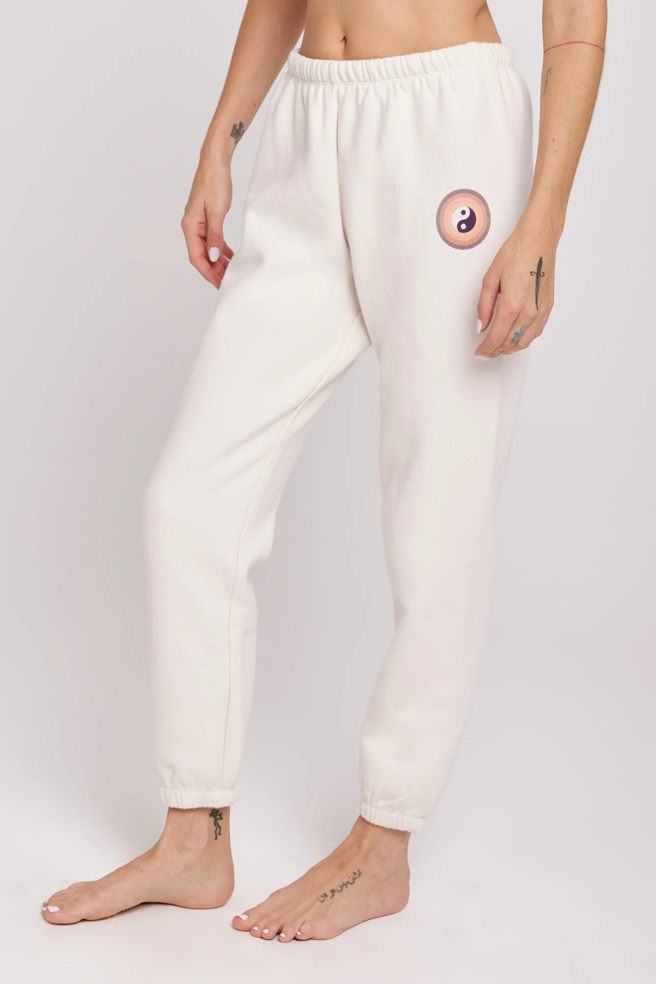 Spiritual Gangster Yin Yang Malibu Sweatpant - White Sand