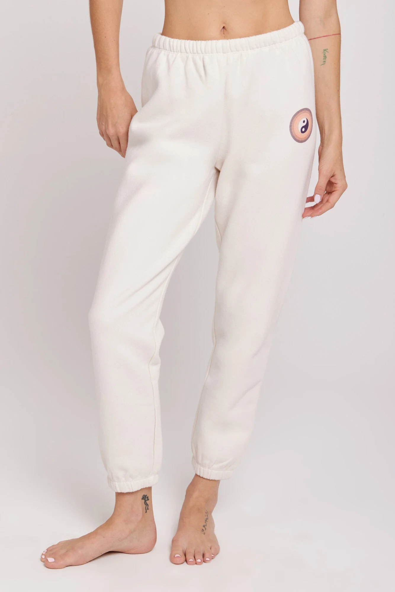 Spiritual Gangster Yin Yang Malibu Sweatpant - White Sand - Image 3