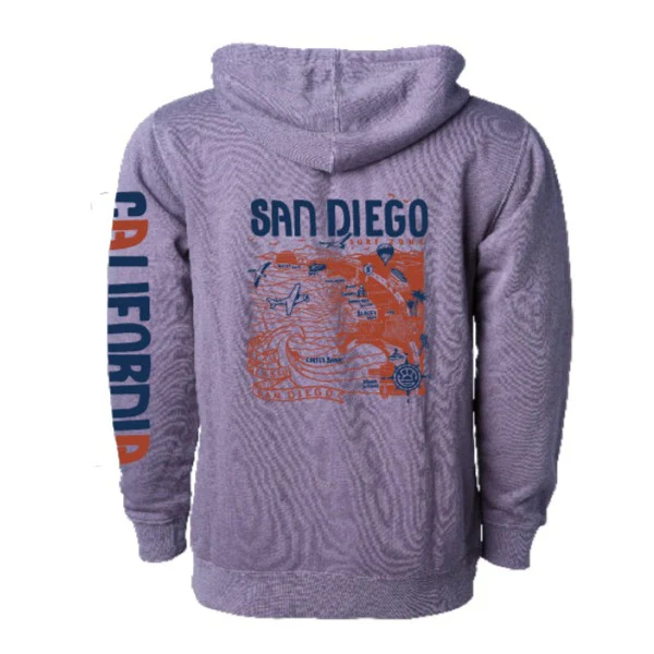 SunDiego Map Hoodie - Pigment Plum/Navy/Rust - Image 2