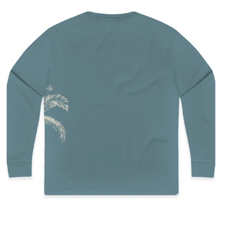SunDiego Hot Palm Heavyweight Long Sleeve Tee - Dusty Teal - Image 2