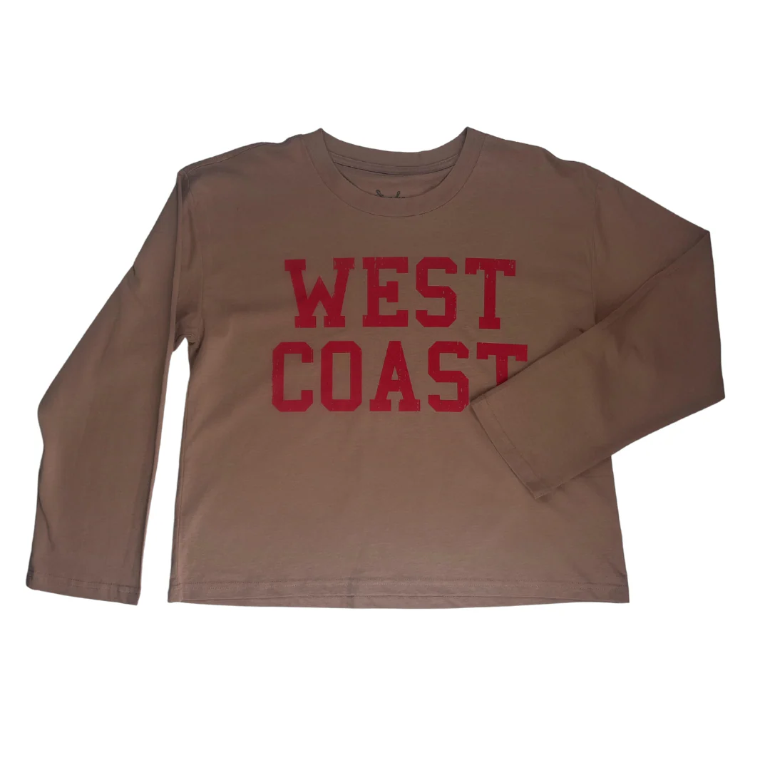 Sun Diego Long Sleeve West Coast Crop Tee - Hazypinkred