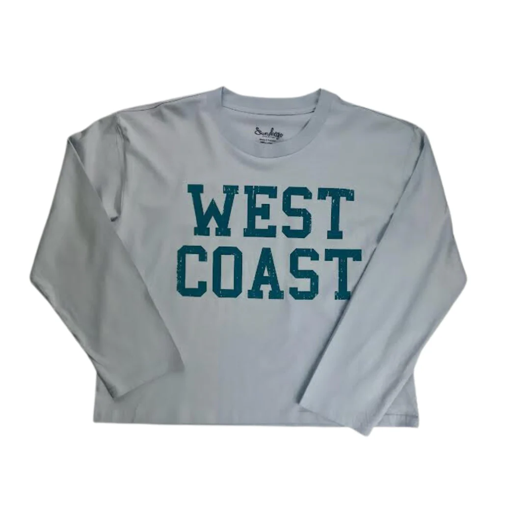 Sun Diego Long Sleeve West Coast Crop Tee - Powderseagreen