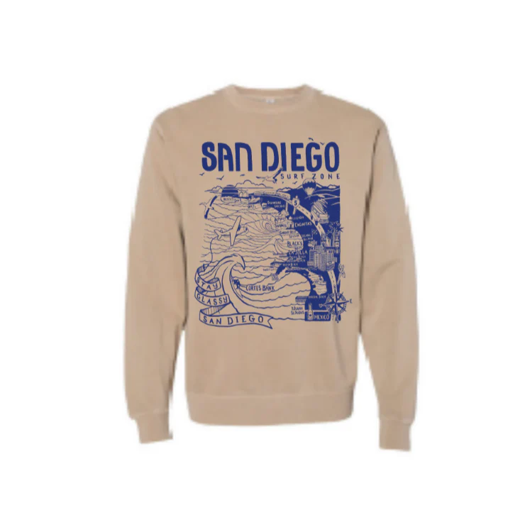 SunDiego WOMEN'S MAP FLEECE - SANDSTONE/ROYAL
