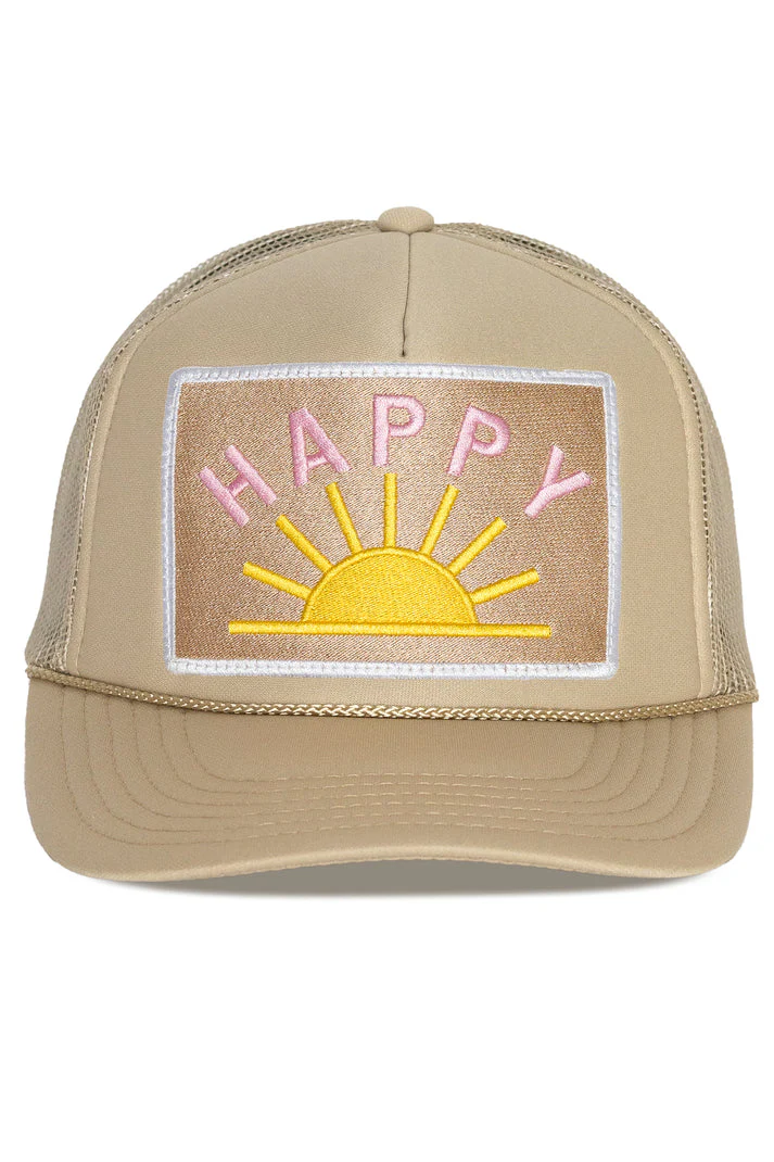 That Friday Feeling Happy Sun Trucker Hat - Tan