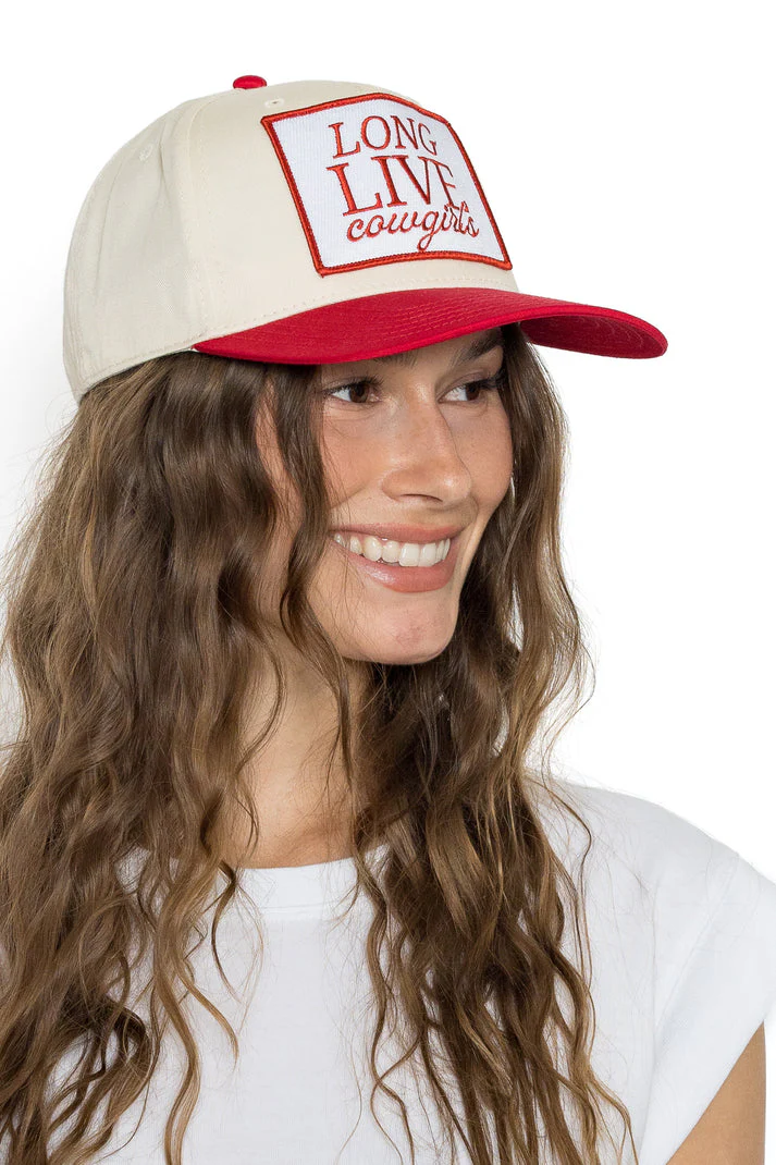 That Friday Feeling Long Live Cowgirls Canvas Trucker Hat - Red Split - Image 3