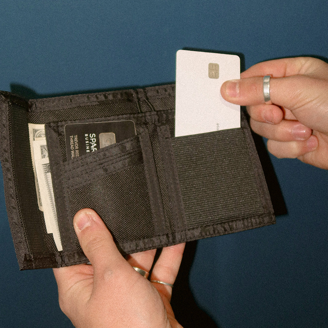 Thread Velcro Bifold Wallet - Black - Image 3