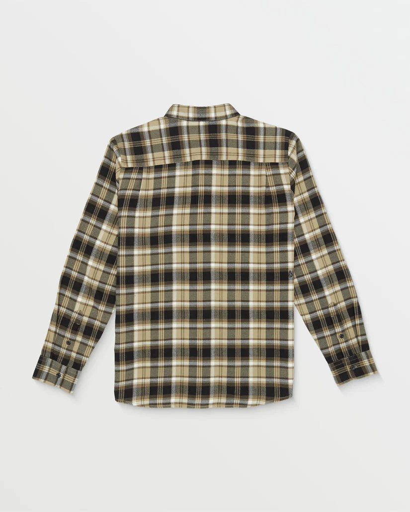 Volcom Caden Plaid Long Sleeve Shirt - KHAKI - Image 2