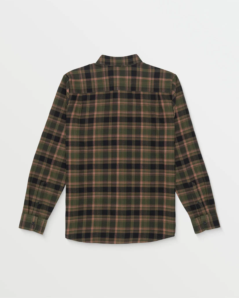Volcom Caden Plaid Long Sleeve Shirt - SQUADRON GREEN - Image 2