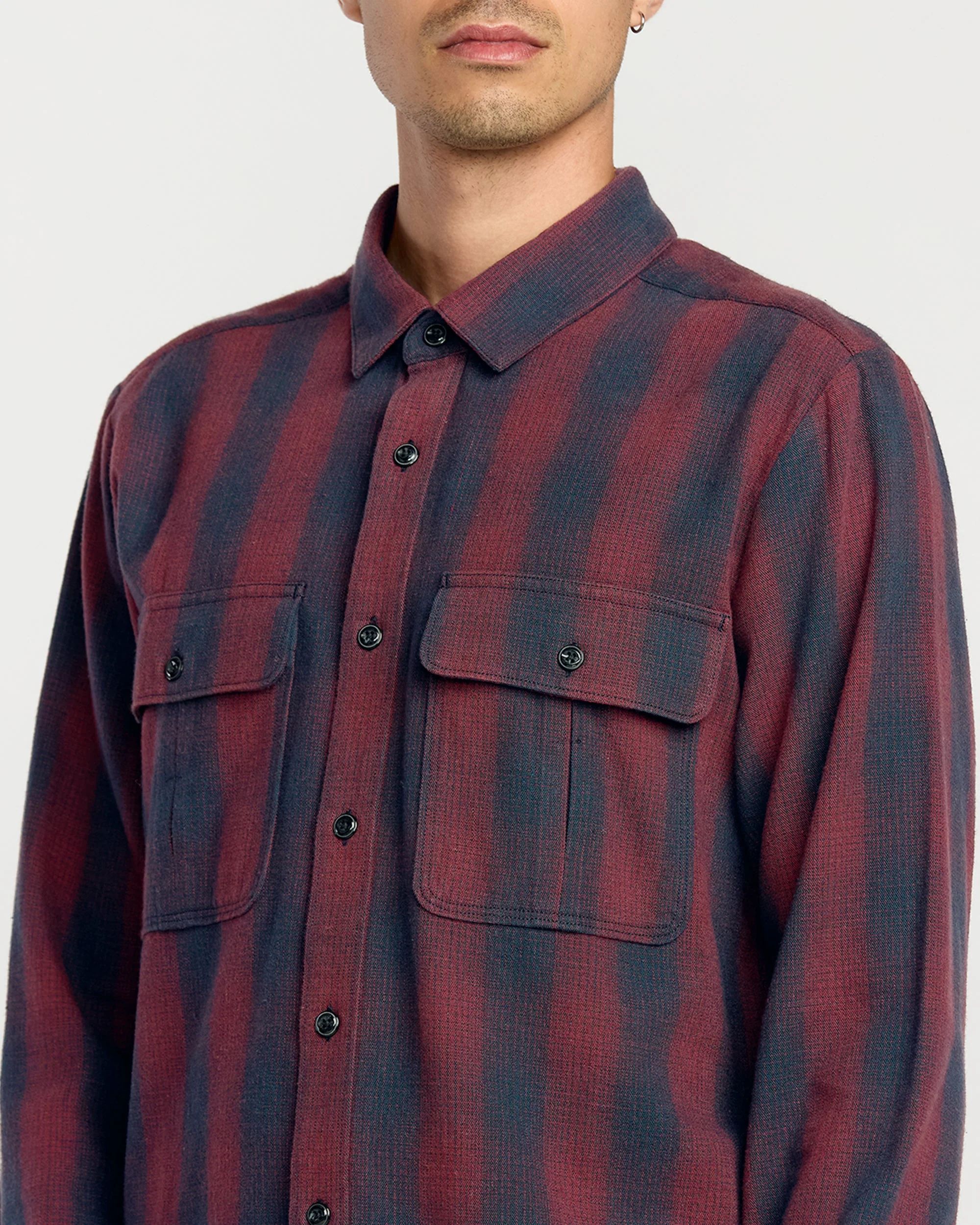 Volcom Men'S Shadowstone Flannel Long Sleeve Shirt - Navy - Image 3