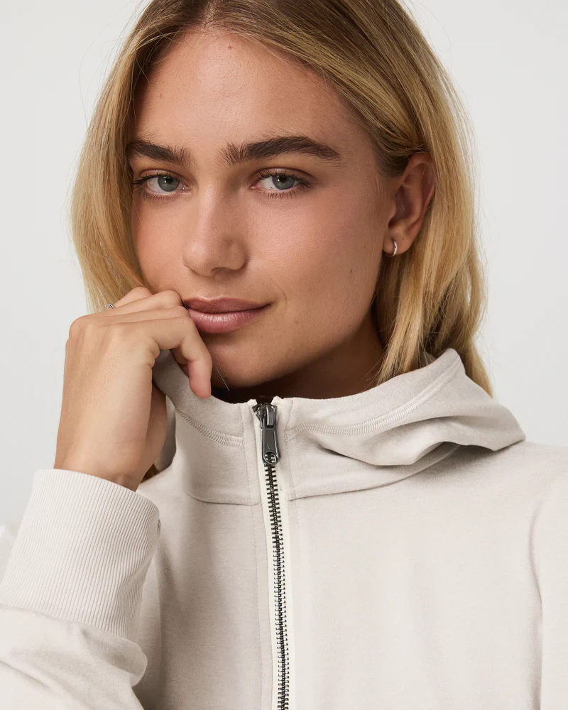 Vuori Halo Modern Full Zip Hoodie - Ecru Heather - Image 4
