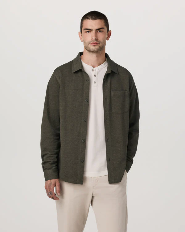 Vuori Long Sleeve Jeffreys Button Down Overshirt - Olive Heather