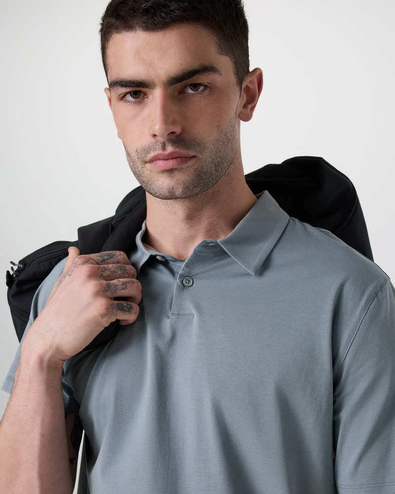 Vuori Short Sleeve Feather Polo - Dusty Blue - Image 2