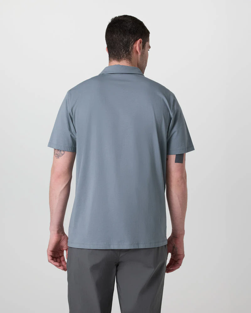 Vuori Short Sleeve Feather Polo - Dusty Blue - Image 3