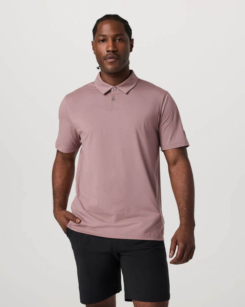 Vuori Short Sleeve Feather Polo - Zion Rose