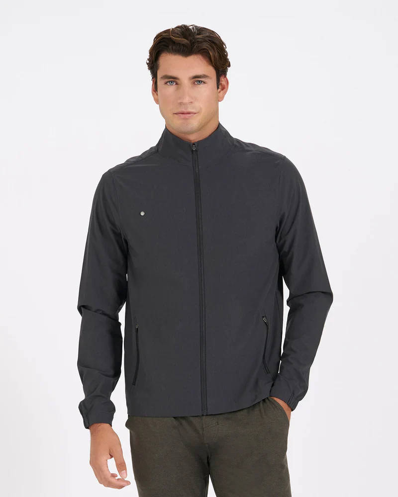 Vuori Venture Track Jacket - Black Linen Texture - Image 2