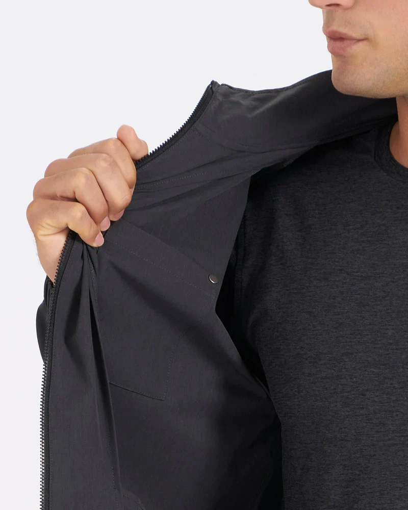 Vuori Venture Track Jacket - Black Linen Texture - Image 3