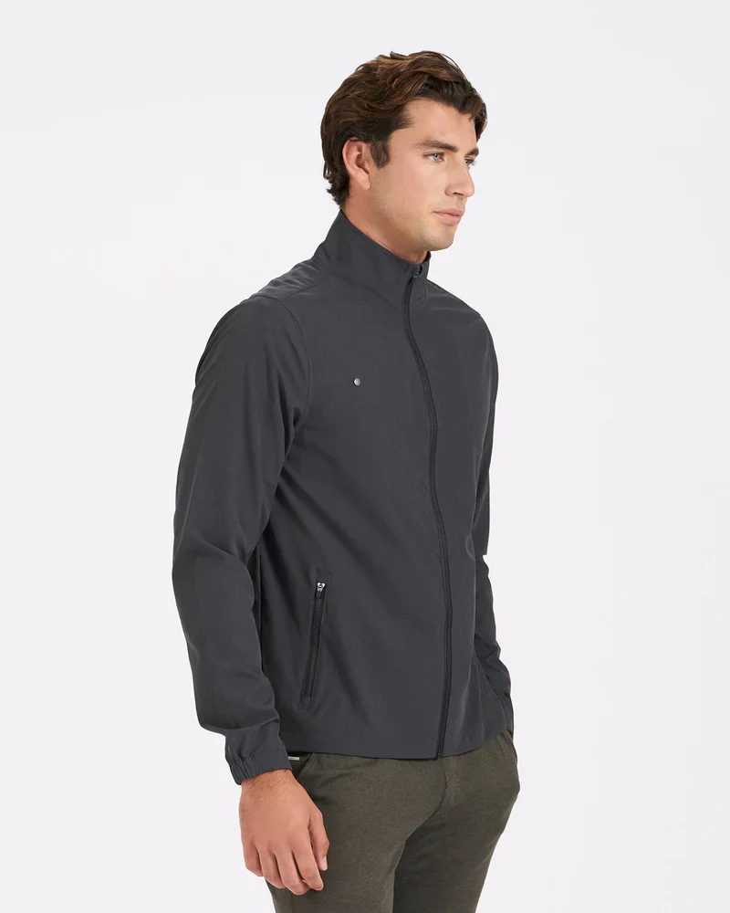 Vuori Venture Track Jacket - Black Linen Texture - Image 4
