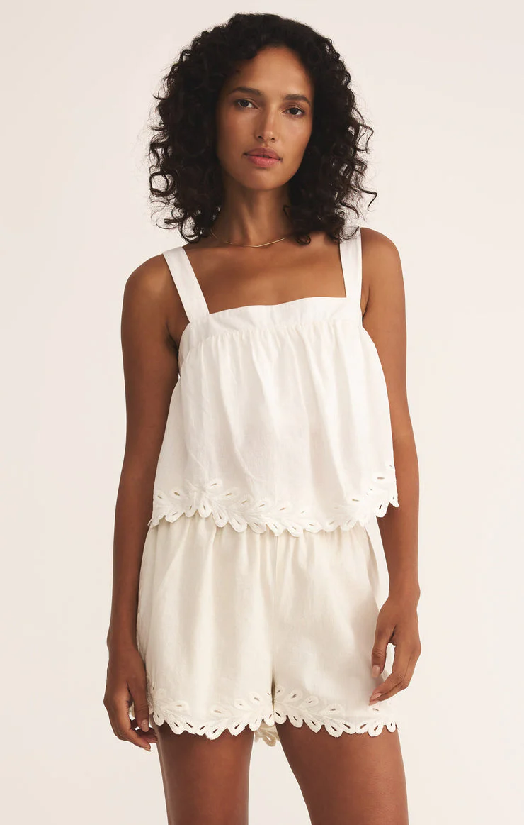 Z-Supply Annecy Embrodered Linen Tank - White