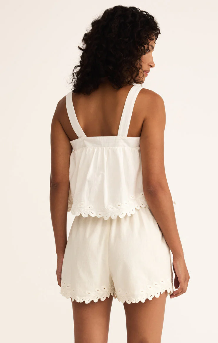 Z-Supply Annecy Embrodered Linen Tank - White - Image 2