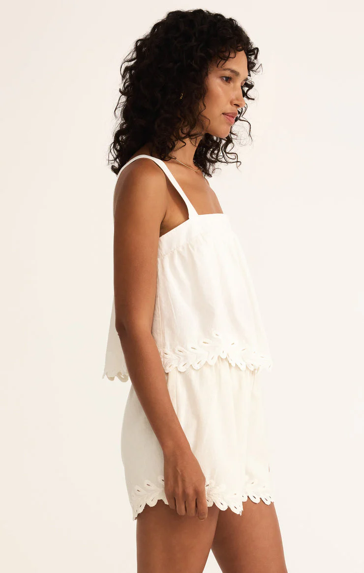 Z-Supply Annecy Embrodered Linen Tank - White - Image 3