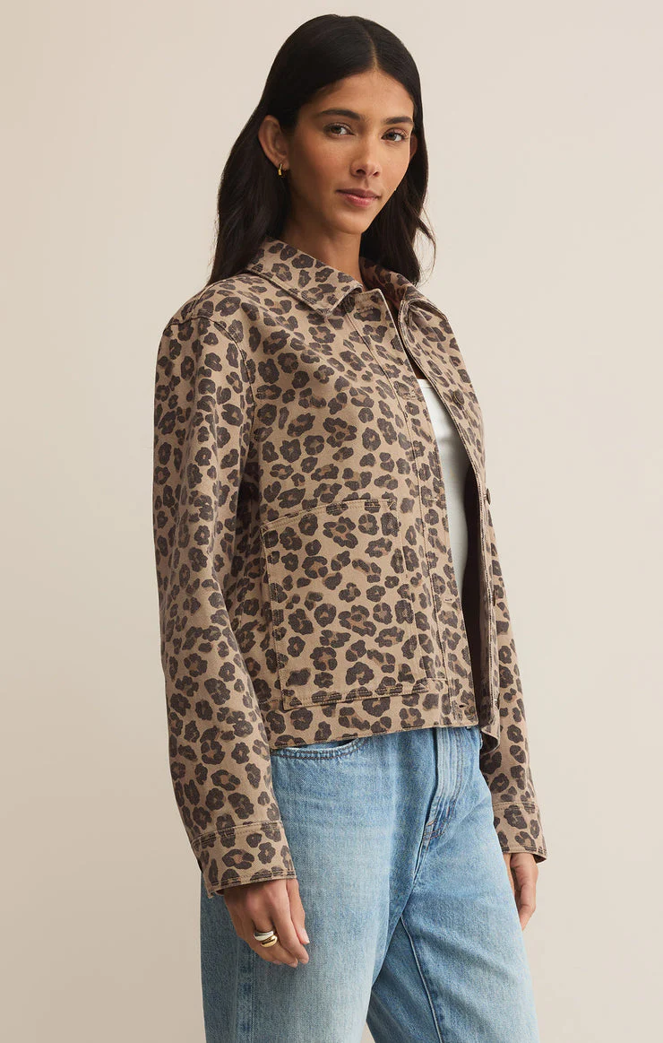 Z-Supply Bel Air Leopard Denim Jacket - Desert Tan - Image 3