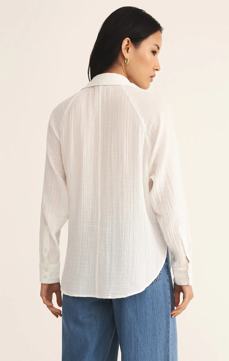 Z-Supply Perfect Airy Gauze Button Up - White - Image 2