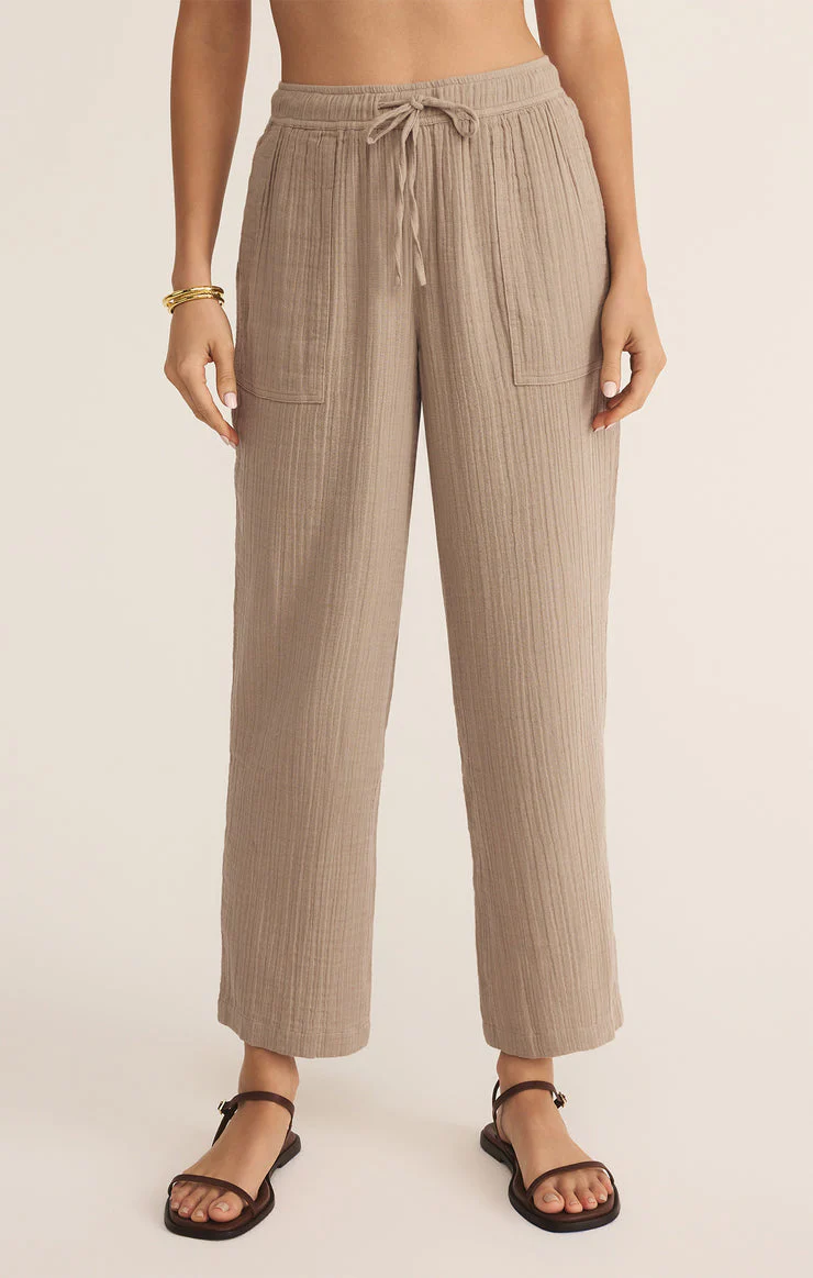 Z-Supply Plaza Airy Gauze Ankle Pant - Iced Coffee