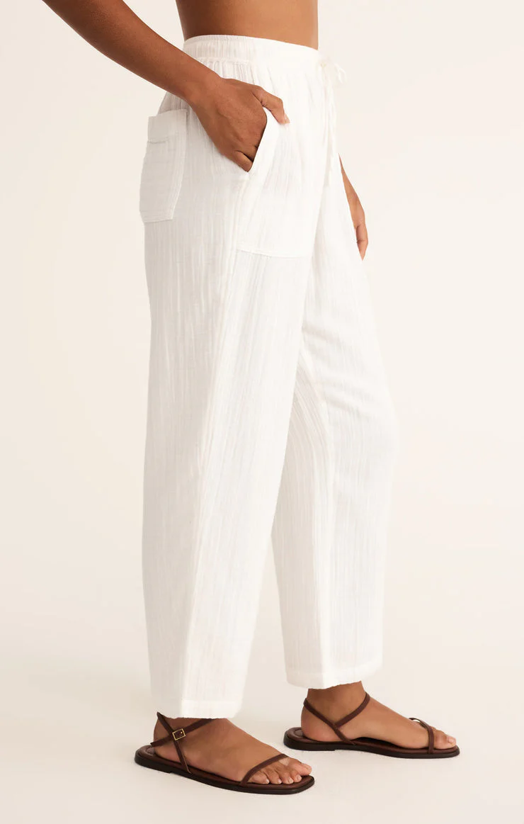 Z-Supply Plaza Airy Gauze Ankle Pant - White