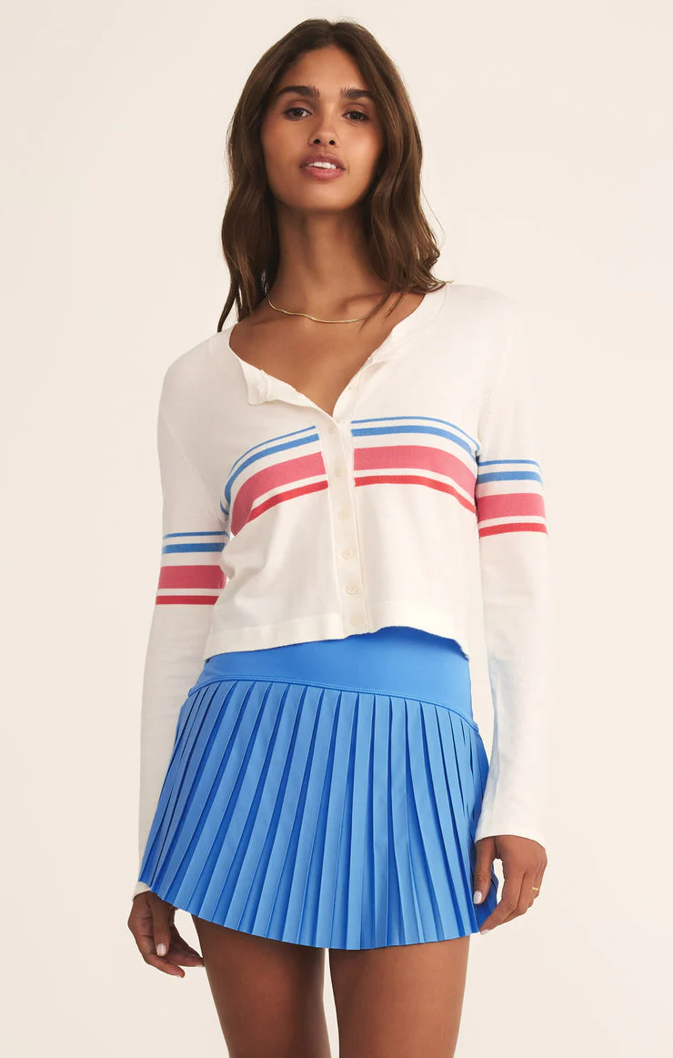 Z-Supply Studio Stripe Cropped Cardigan - White