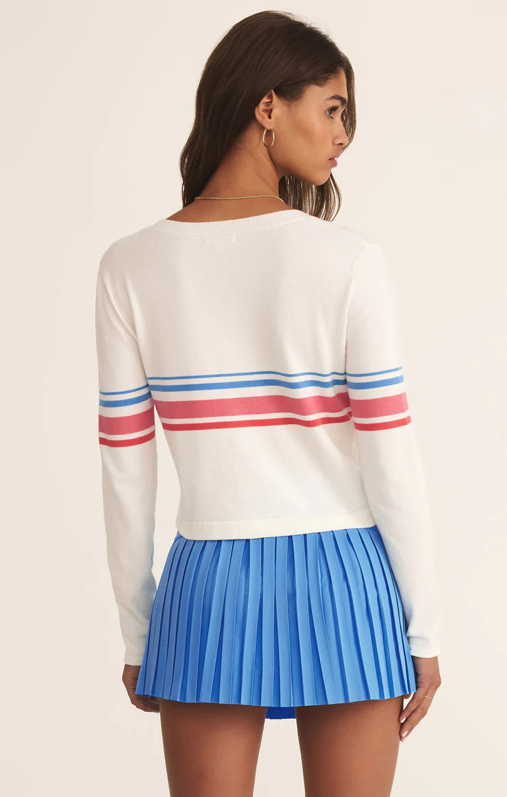 Z-Supply Studio Stripe Cropped Cardigan - White - Image 2